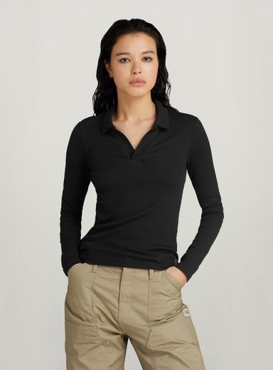 Ribbed Slim Polo Top